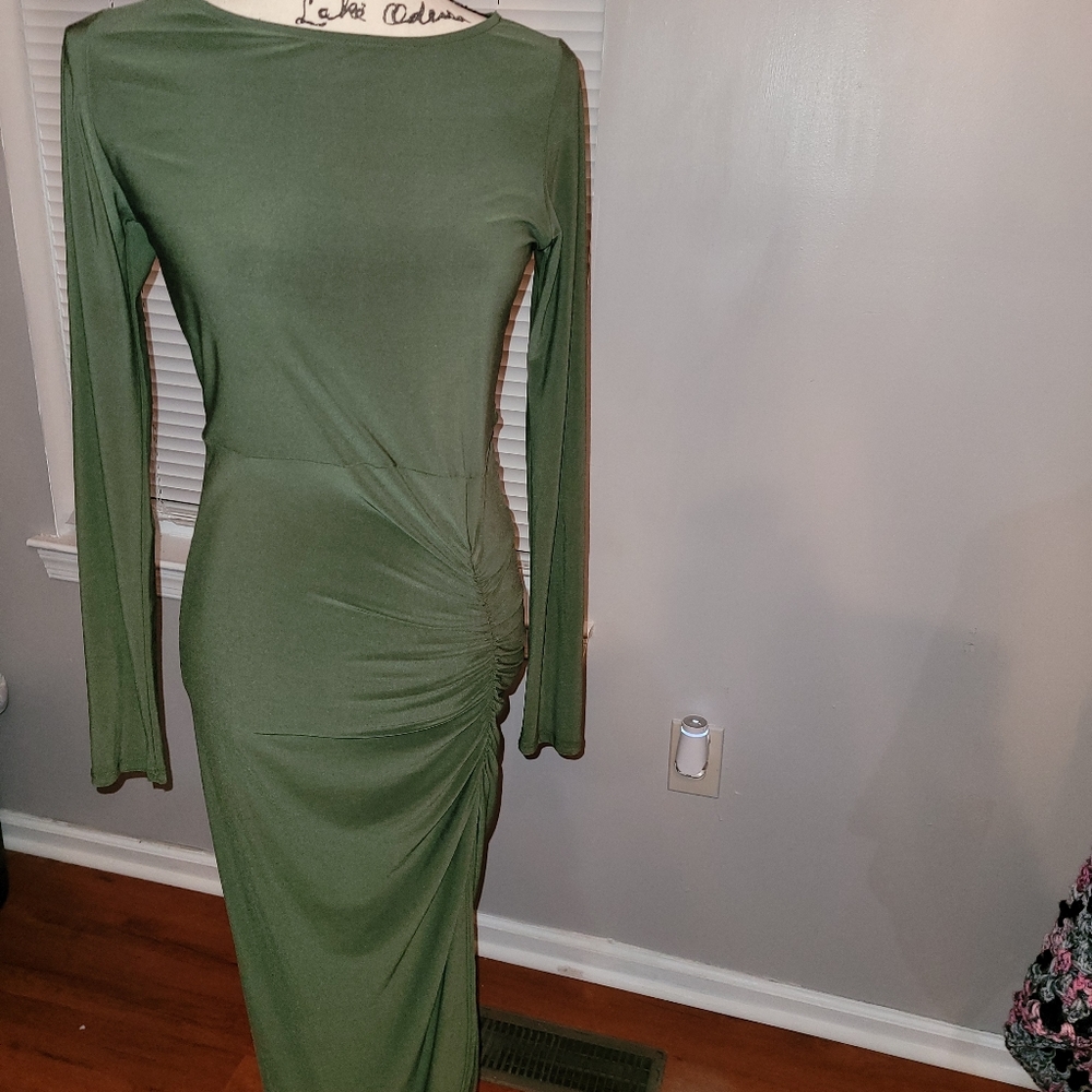 Forever 21 Olive Green Dress with ruching